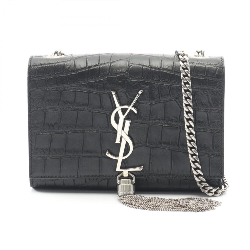 Saint Laurent Paris Kate Monogram Shoulder Bag Leather Black